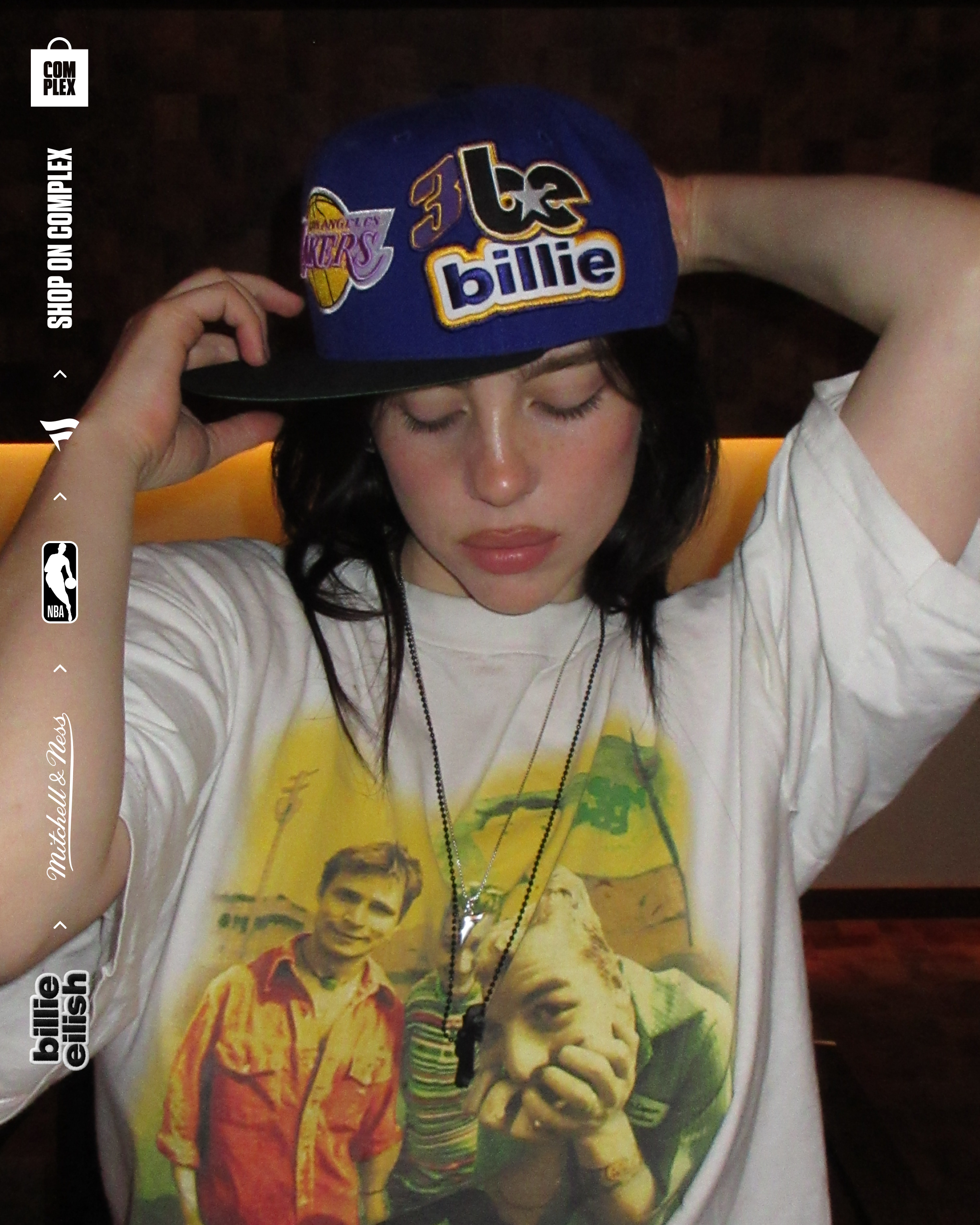 Billie Eilish X Mitchell & Ness Los Angeles Lakers NBA B.E. Patch Snapback
